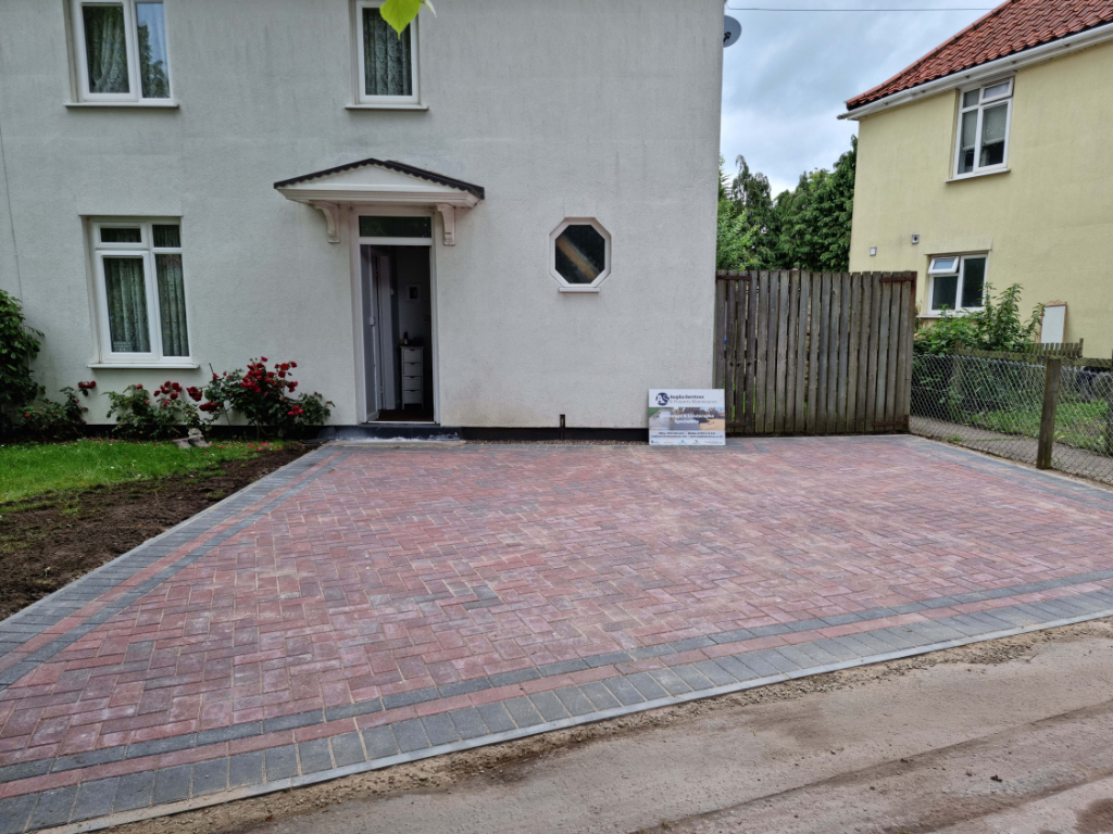 This is a newly installed block paved drive installed by Wickham Market Driveways